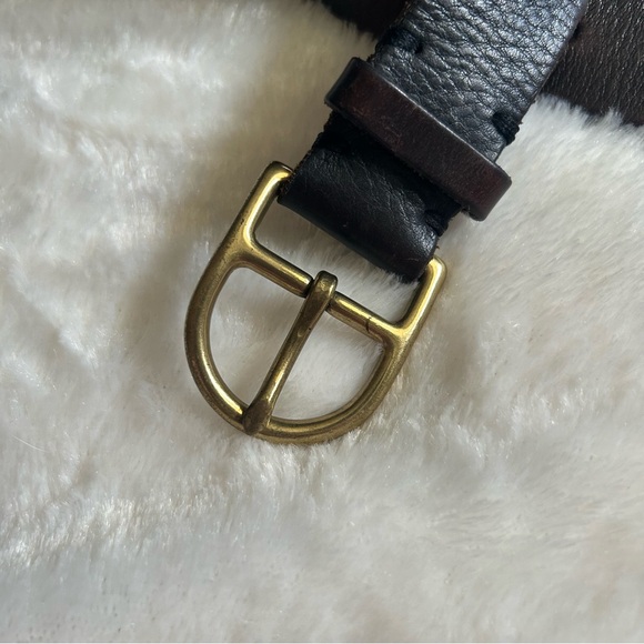 Polo ralph lauren dark brown genuine leather brass buckle belt 32 - Picture 4 of 11